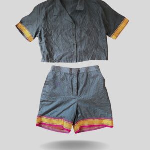 Upcycled Gold Trim sari set