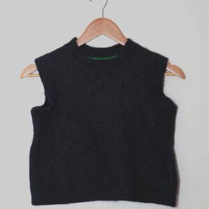 Navy Blue Crop V Neck