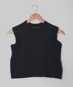 Navy Blue Crop V Neck