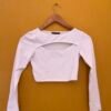 White Long Sleeve Crop Top