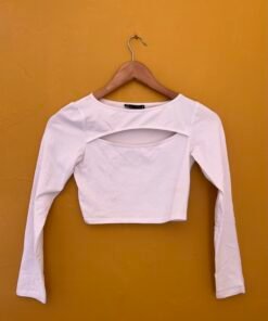 White Long Sleeve Crop Top