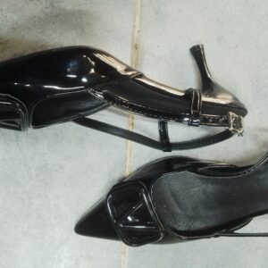 Black sling back heel