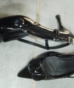 Black sling back heel
