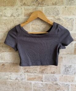 Cropped slate grey top