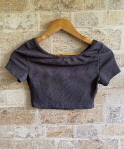 Alternative view of Cropped slate grey top
