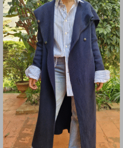 Navy Blue Wool Trenchcoat