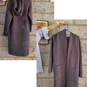 Grey hooded wool trench