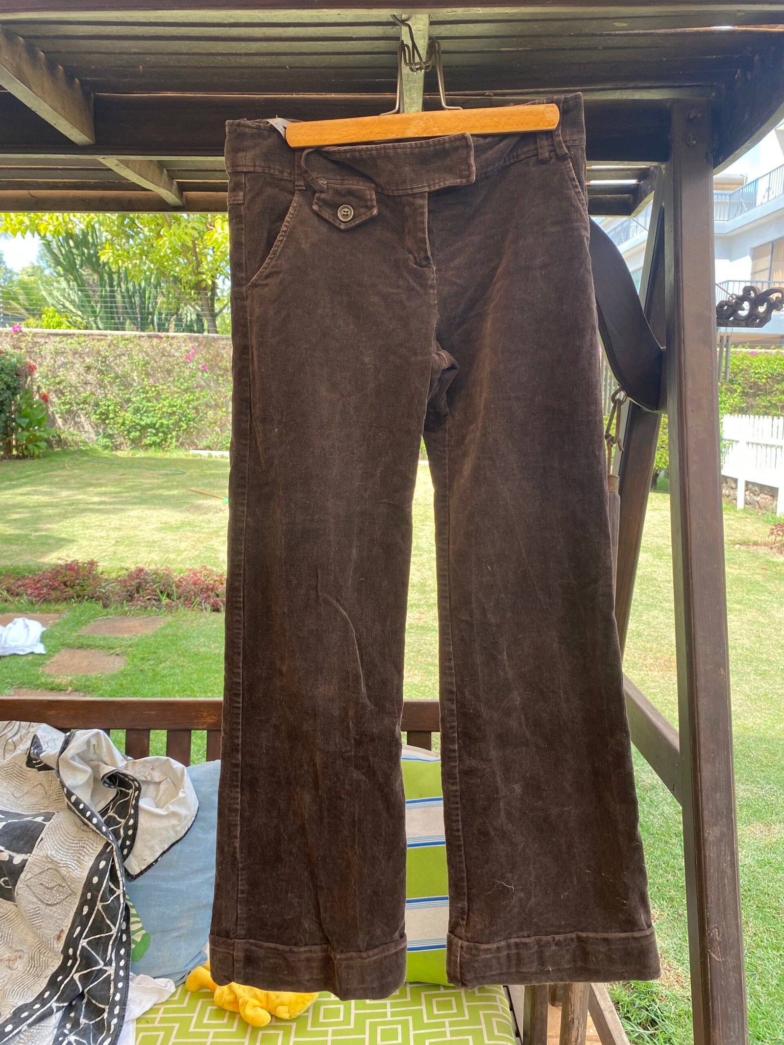 Flared brown corduroy pants