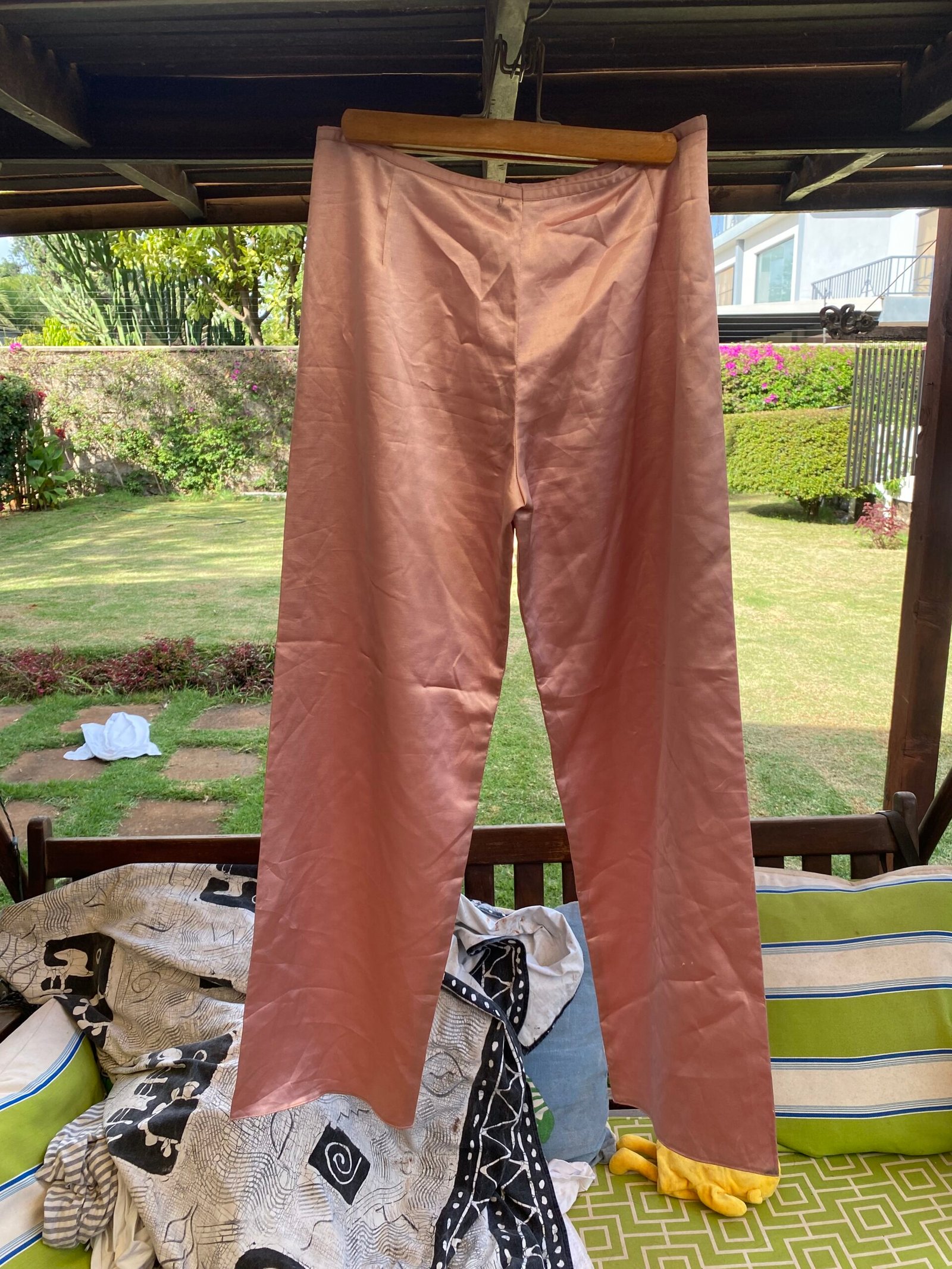 Faux silk pants