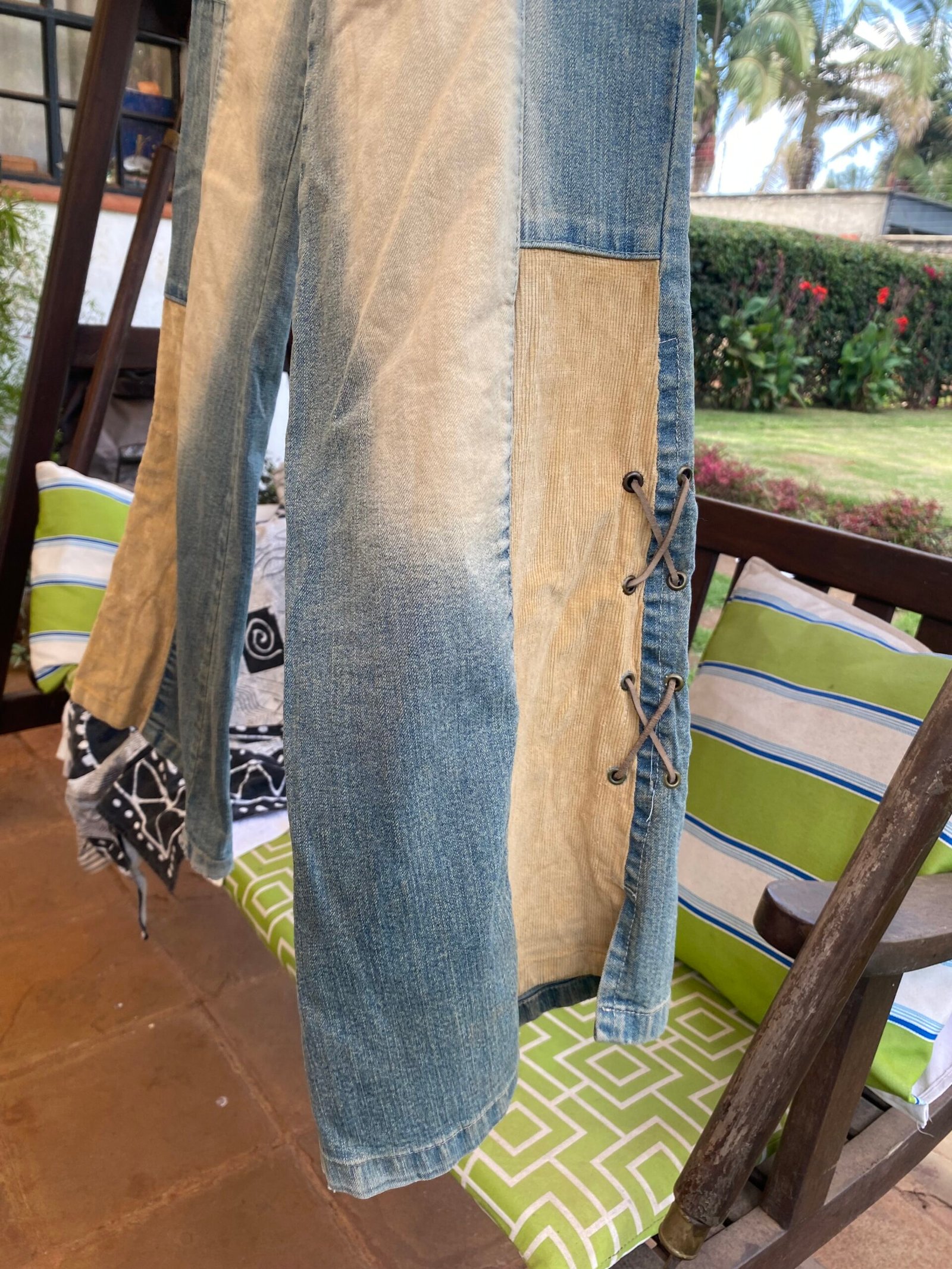 Flared Patchwork Jeans - Image 2