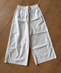 White cotton wide leg trousers