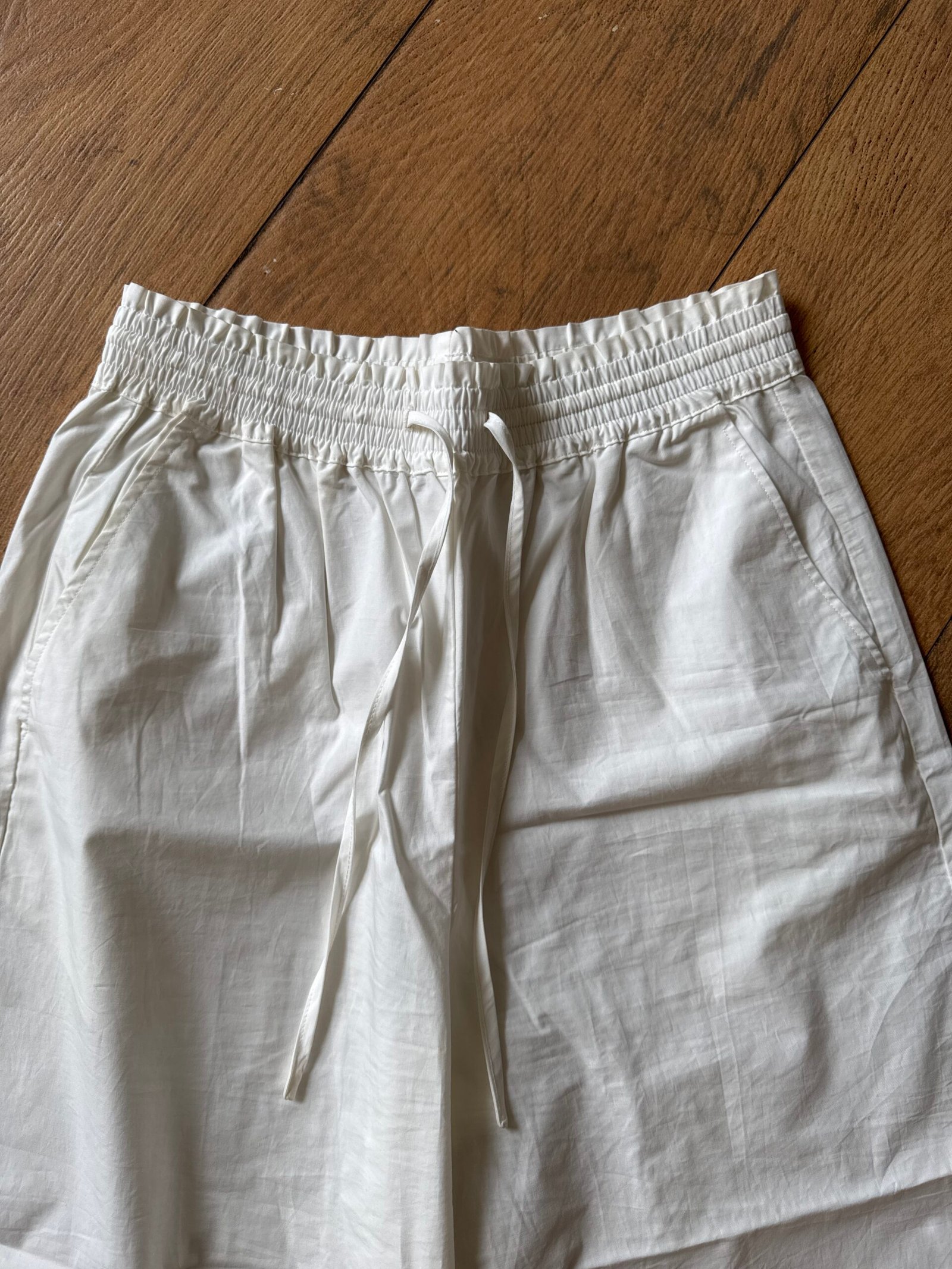 White cotton wide leg trousers - Image 2